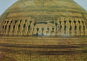 Dipylon Amphora, Funerary Urn in the Geometric Style from the Kerameikos Necropolis (detail) by Greek